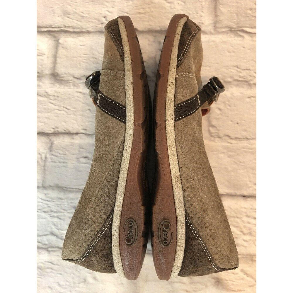 CHACO CLARA Tan Nubuck Flats Slip On Shoes Buckle Womens 8.5 (g1f) - Picture 5 of 10